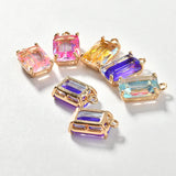 Two-Color Gradient Crystal Mosaic Square Cut Pendant DIY Earrings Necklace