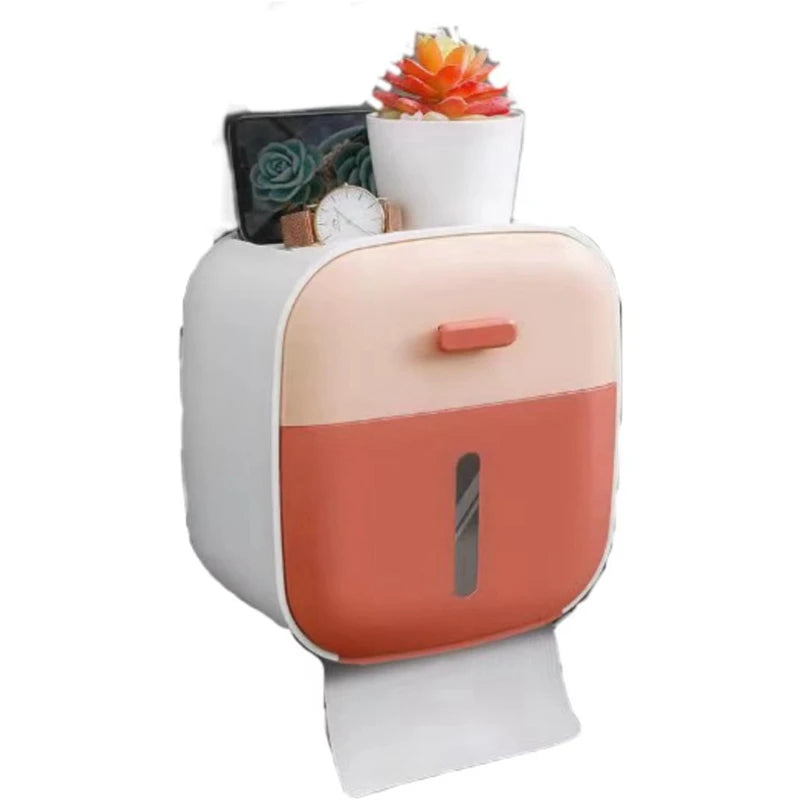 Contrast Colors Toilet Paper Holder Waterproof Tissue Box Roll Storage Shelf