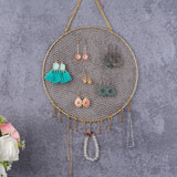 Earring Wall Holder Round Hanging Jewelry Organizer with Hooks