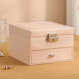Jewelry Organizer Case Double Layers Ring Necklace Display