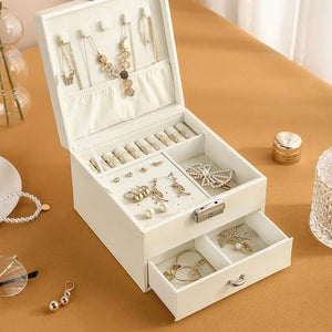 Jewelry Organizer Case Double Layers Ring Necklace Display