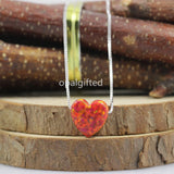 Red OP45 Heart Opal Pendant Necklace With Silver Box Chain