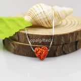 Red OP45 Heart Opal Pendant Necklace With Silver Box Chain