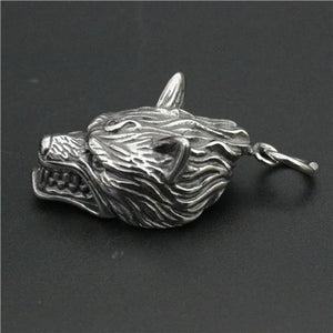 Stainless Steel Wolf Head Pendant Punk Style Necklace