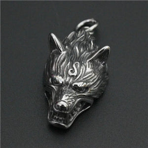 Stainless Steel Wolf Head Pendant Punk Style Necklace