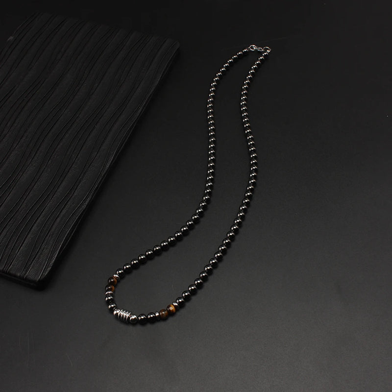 Magnetic Hematite Tiger-eye Stone Necklace for Men