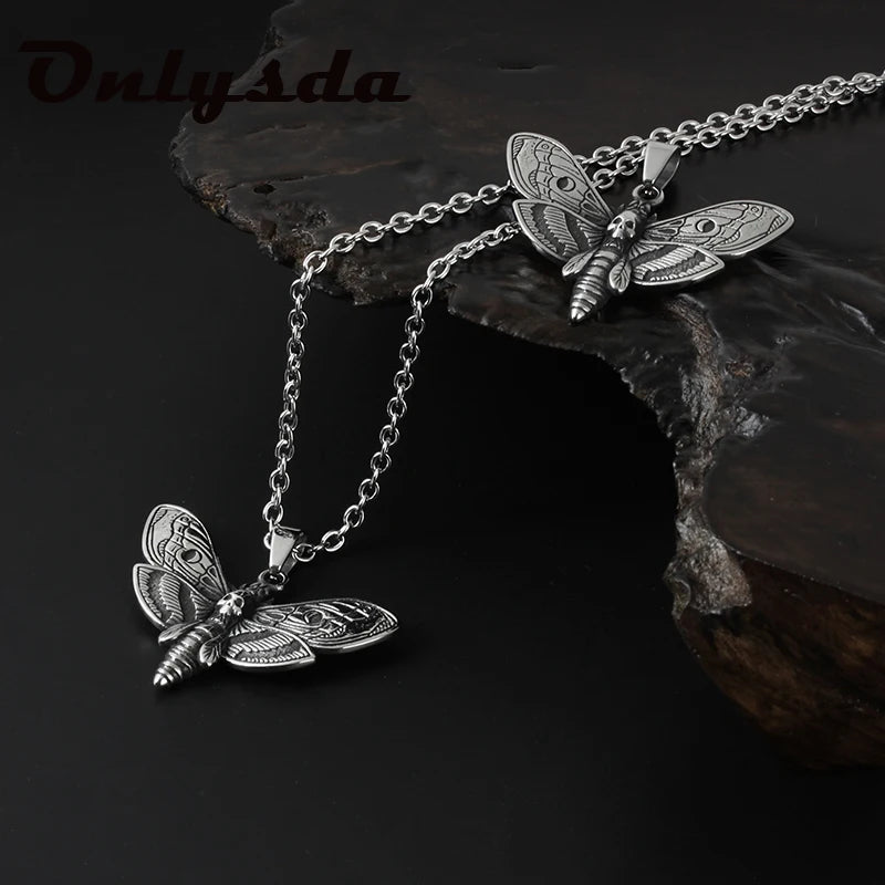 Butterfly Skull Metal Pendant Necklace Harajuku Punk Gothic Choker V020