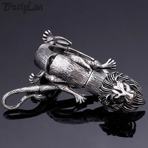 Gothic Lion Body Bangle Bracelet 316L Stainless Steel Men's Animal Bracelet