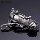 Gothic Lion Body Bangle Bracelet 316L Stainless Steel Men's Animal Bracelet