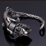 Gothic Lion Body Bangle Bracelet 316L Stainless Steel Men's Animal Bracelet