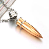 Stainless Steel Silver/Rose Bullet Pendant Necklace 48mm*11mm
