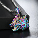Stainless Steel Wolf Head Pendant Necklace Punk Hip Hop Men Retro Wolf Pendant