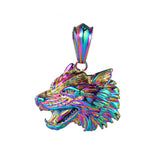 Stainless Steel Wolf Head Pendant Necklace Punk Hip Hop Men Retro Wolf Pendant