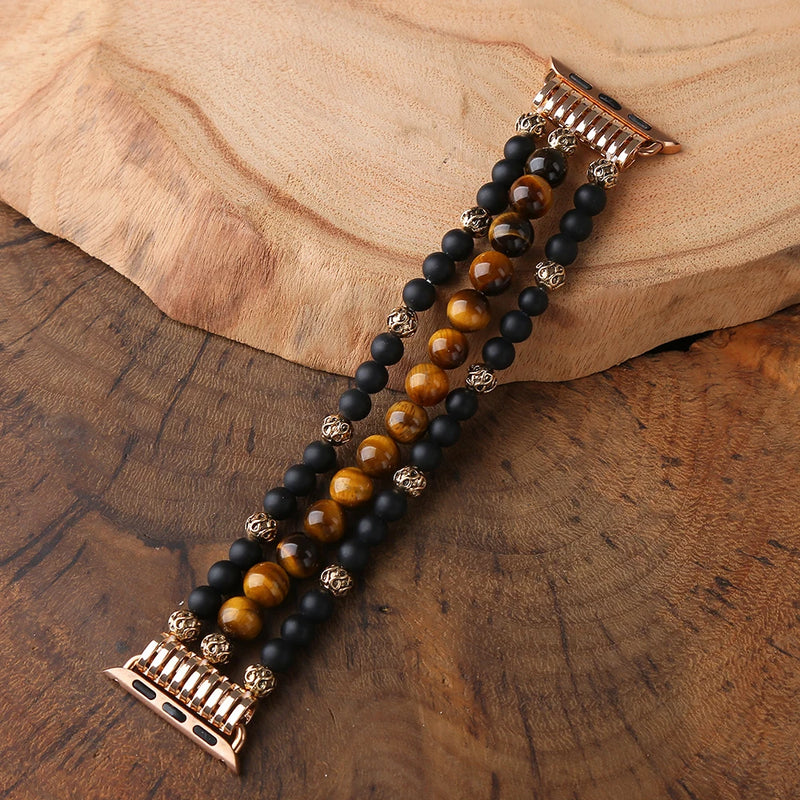 Matt Stone Tiger Eye Smart Watch Strap 38mm/45mm Beaded Wristband