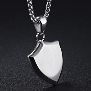 Cross Shield Pendant Necklace Stainless Steel Chain Charms Men Christian Jewelry