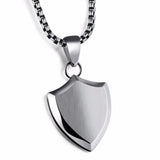 Cross Shield Pendant Necklace Stainless Steel Chain Charms Men Christian Jewelry