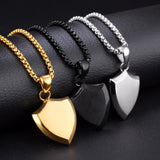 Cross Shield Pendant Necklace Stainless Steel Chain Charms Men Christian Jewelry