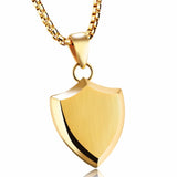 Cross Shield Pendant Necklace Stainless Steel Chain Charms Men Christian Jewelry