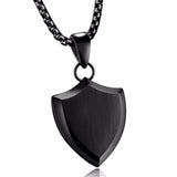 Cross Shield Pendant Necklace Stainless Steel Chain Charms Men Christian Jewelry