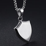 Cross Shield Pendant Necklace Stainless Steel Chain Charms Men Christian Jewelry