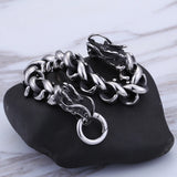 Double Dragon Head Bracelet Men's Stainless Steel Chain Punk Bands