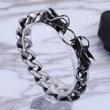 Double Dragon Head Bracelet Men's Stainless Steel Chain Punk Bands