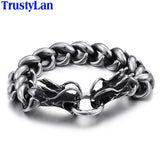 Double Dragon Head Bracelet Men's Stainless Steel Chain Punk Bands