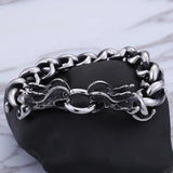 Double Dragon Head Bracelet Men's Stainless Steel Chain Punk Bands