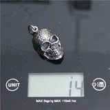 Flower Skull Pendant Stainless Steel Biker Skull Pendant