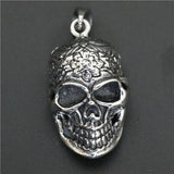 Flower Skull Pendant Stainless Steel Biker Skull Pendant