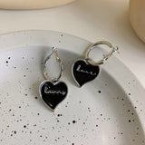 Girl Heart Flower Geometric Drop Earrings Ins Dark Cold Wind Earrings