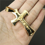 Golden 2-layer Cross Jesus Pendant Stainless Steel