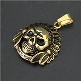 Golden Biker Pendant Live To Ride Skull Pendant