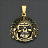 Golden Biker Pendant Live To Ride Skull Pendant