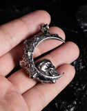 Gothic Moon Skull Men's Necklace Punk Stainless Steel Skeleton Hiphop Jewelry