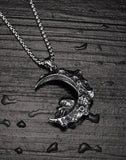 Gothic Moon Skull Men's Necklace Punk Stainless Steel Skeleton Hiphop Jewelry