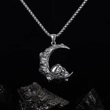 Gothic Moon Skull Men's Necklace Punk Stainless Steel Skeleton Hiphop Jewelry