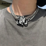 Stainless Steel Tactical Clip Chain Choker Collar Clip Necklace
