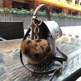 Autumn Key Chain Bag Charm Rex Fur Leopard Heart Pendant