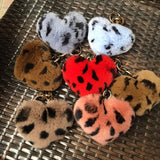Autumn Key Chain Bag Charm Rex Fur Leopard Heart Pendant