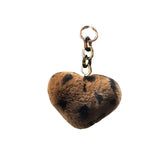 Autumn Key Chain Bag Charm Rex Fur Leopard Heart Pendant