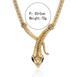 Exaggeration Double Snake Rhinestone Pendant Choker Necklace