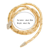 Exaggeration Double Snake Rhinestone Pendant Choker Necklace