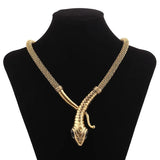 Exaggeration Double Snake Rhinestone Pendant Choker Necklace