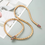 Exaggeration Double Snake Rhinestone Pendant Choker Necklace