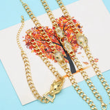 Leopard Head Zircon Cuban Chain Cuffs Bracelet