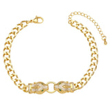 Leopard Head Zircon Cuban Chain Cuffs Bracelet