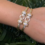 Animal Women Jewelry CZ Leopard Open Bangles