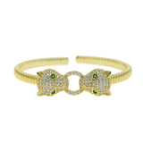 Animal Women Jewelry CZ Leopard Open Bangles