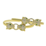 Animal Women Jewelry CZ Leopard Open Bangles